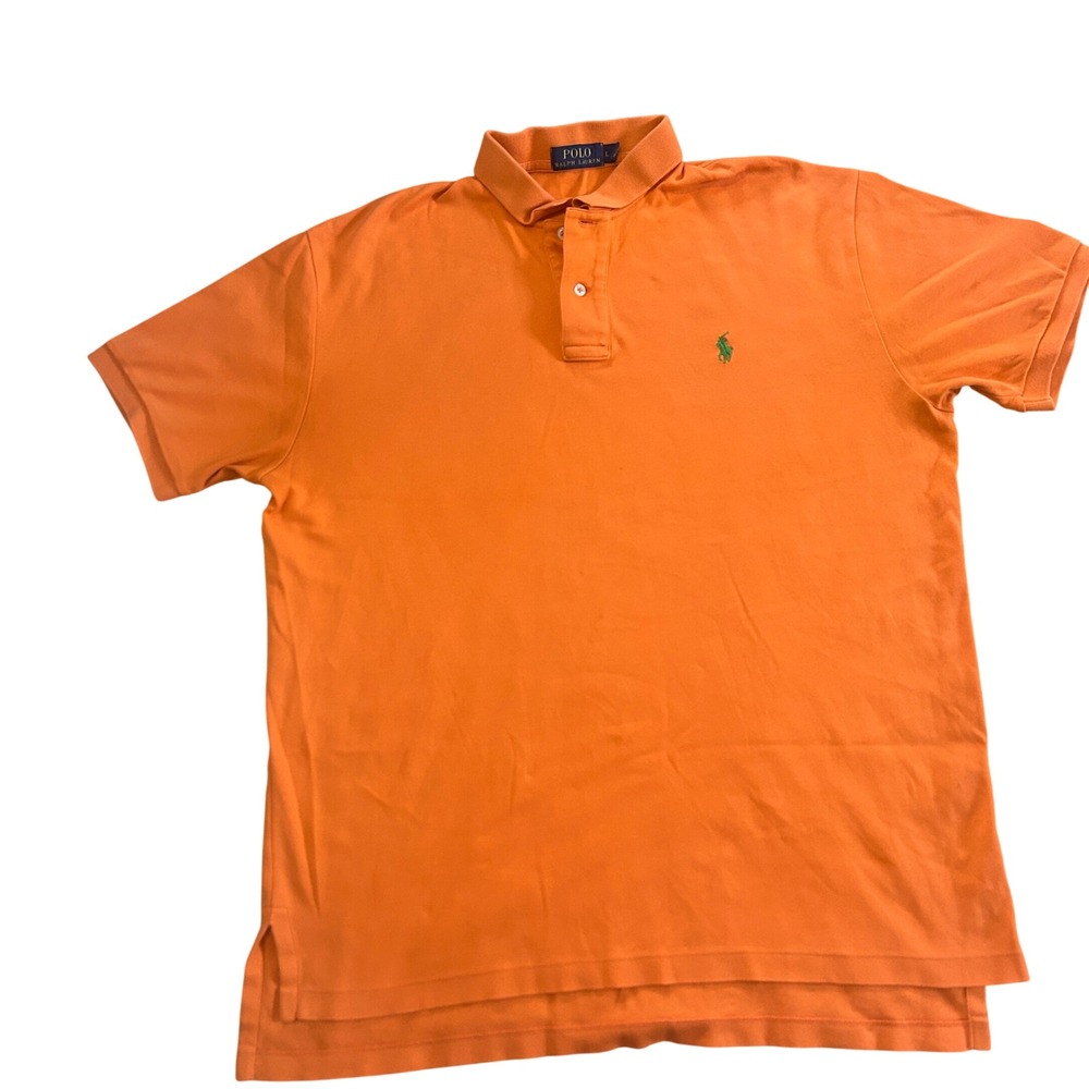 Polo Ralph Lauren Polo Shirt Mens L Orange Short Sleeve Preppy Dadcore golf
